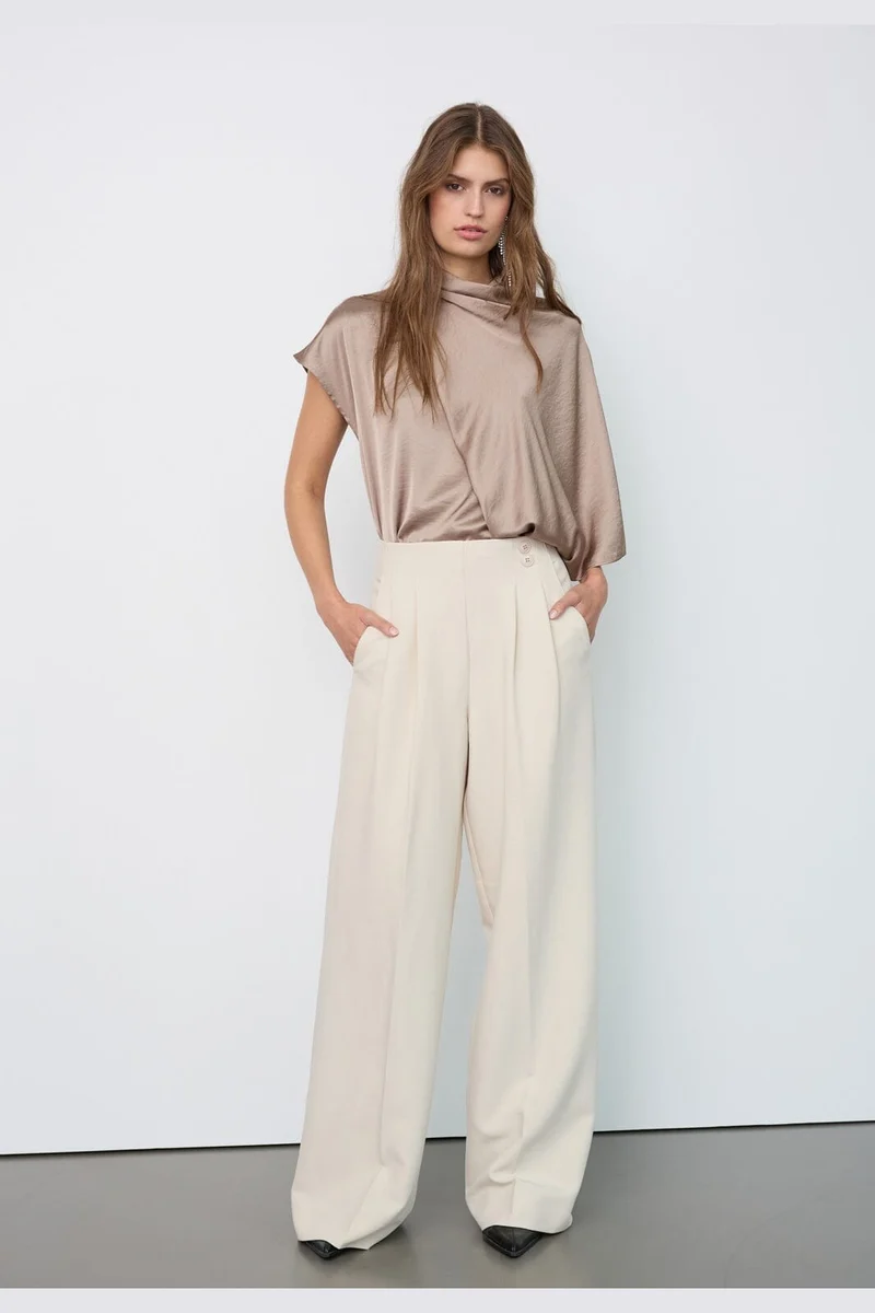 Co´Couture - Acilecc Pleat Pant 500807 - 10006 - Bone