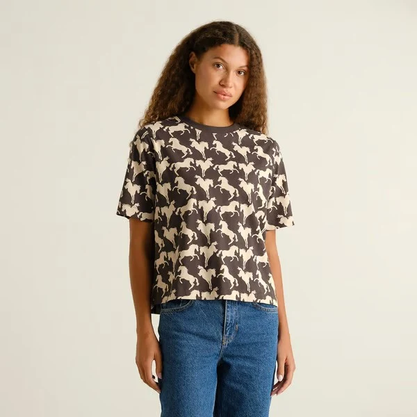 DEDICATED T-Shirt Vadstena Wild Horses Aop Charcoal