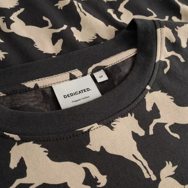 DEDICATED T-Shirt Vadstena Wild Horses Aop Charcoal