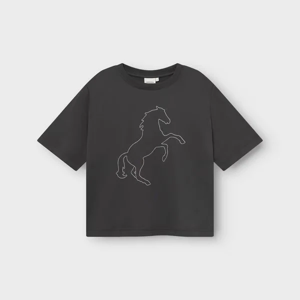 DEDICATED T-Shirt Vadstena Wild Horse Stitch Emb Charcoal