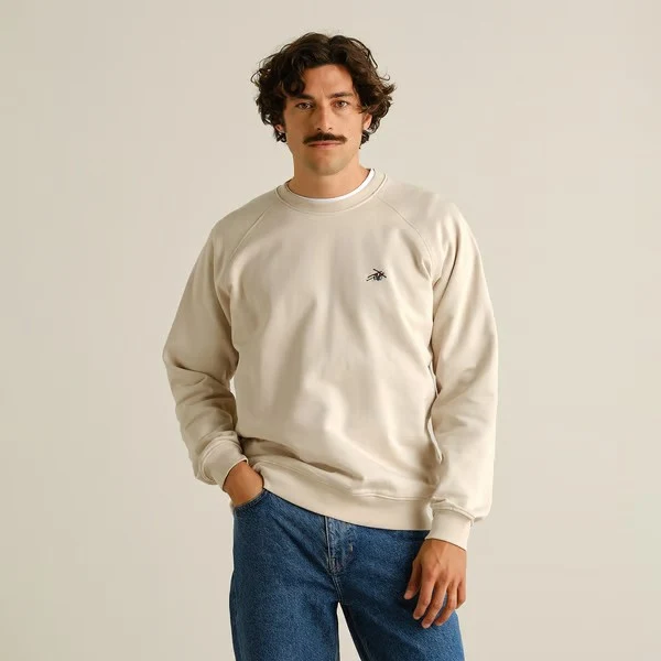 DEDICATED Sweatshirt Malmoe Ski Crash Emb Oat White