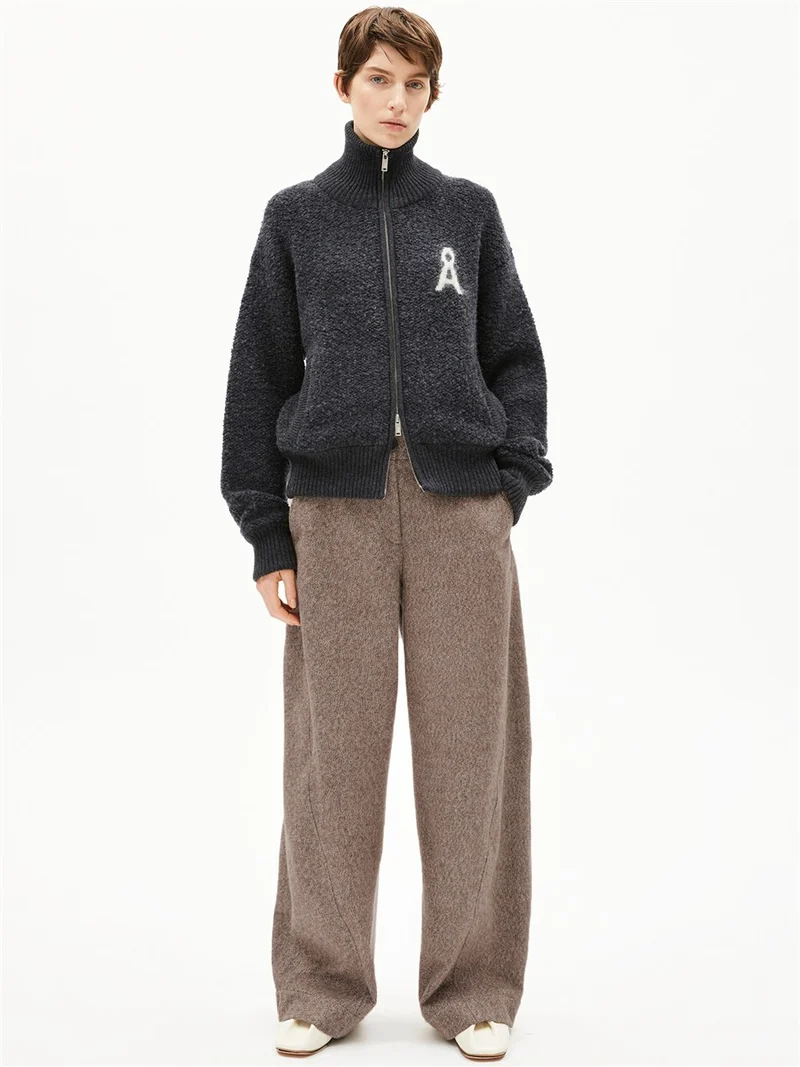 ARMEDANGELS Iconic Å Bouclé Knit Jacket steel melange-oatmilk