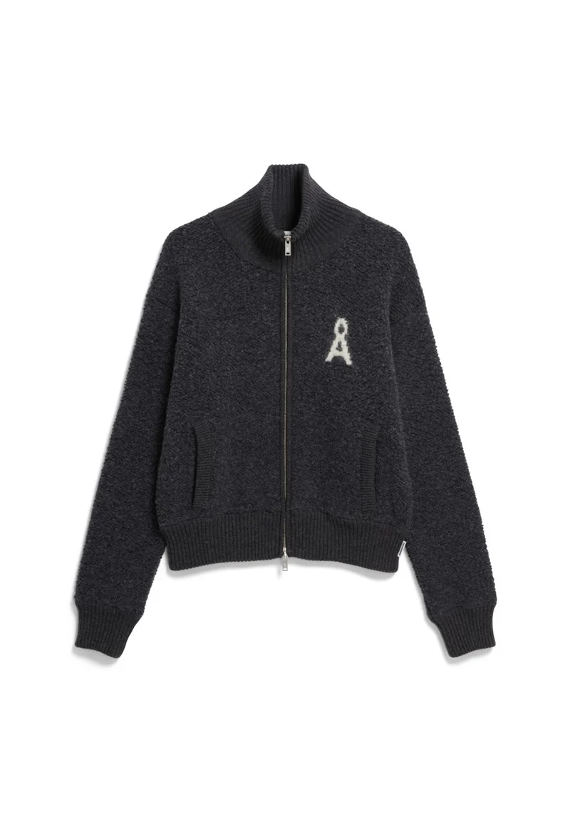 ARMEDANGELS Iconic Å Bouclé Knit Jacket steel melange-oatmilk