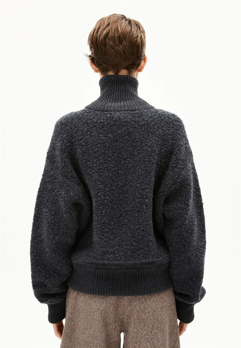 ARMEDANGELS Iconic Å Bouclé Knit Jacket steel melange-oatmilk