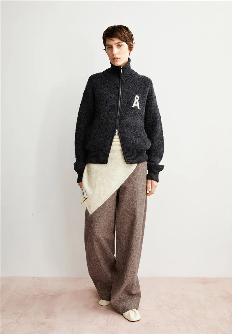 ARMEDANGELS Iconic Å Bouclé Knit Jacket steel melange-oatmilk