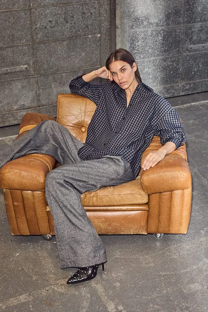 Haute L'Amitié - Michelle Check Tailor Tie Pants HL10305 - Grey