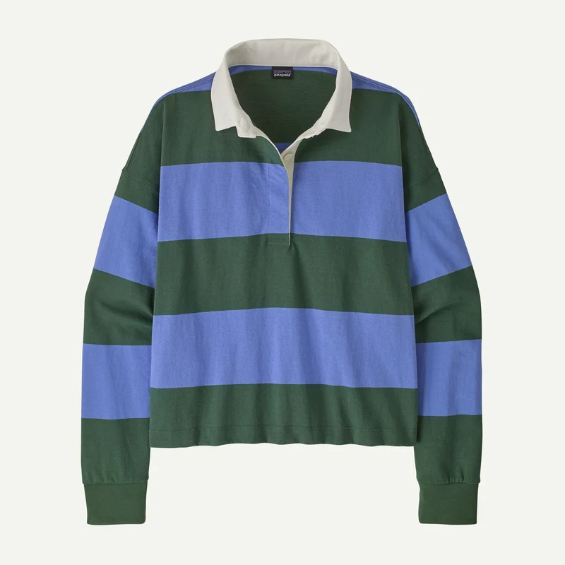 PATAGONIA Women´s L/s Rugby Shirt wide stripe: diver blue