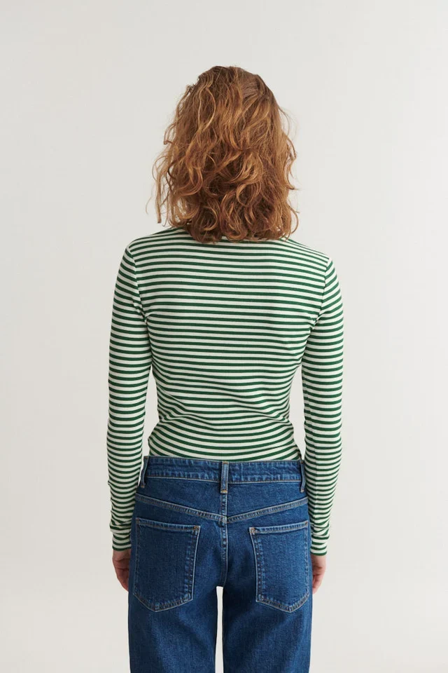 BASIC APPAREL Ludmilla Ls Tee abundant green / whisper white