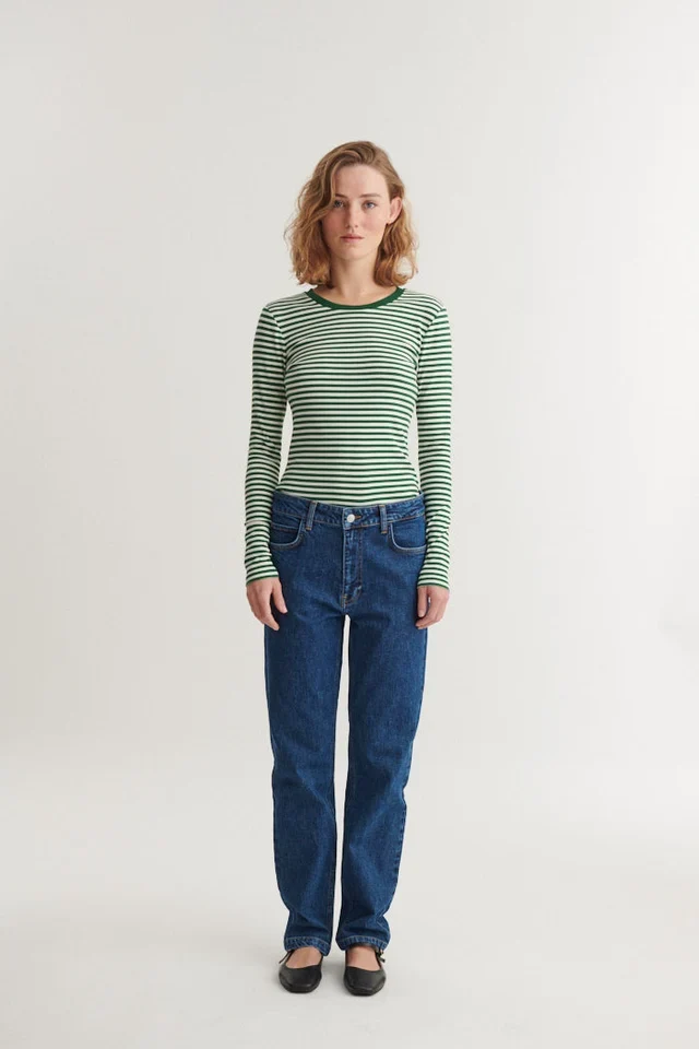 BASIC APPAREL Ludmilla Ls Tee abundant green / whisper white