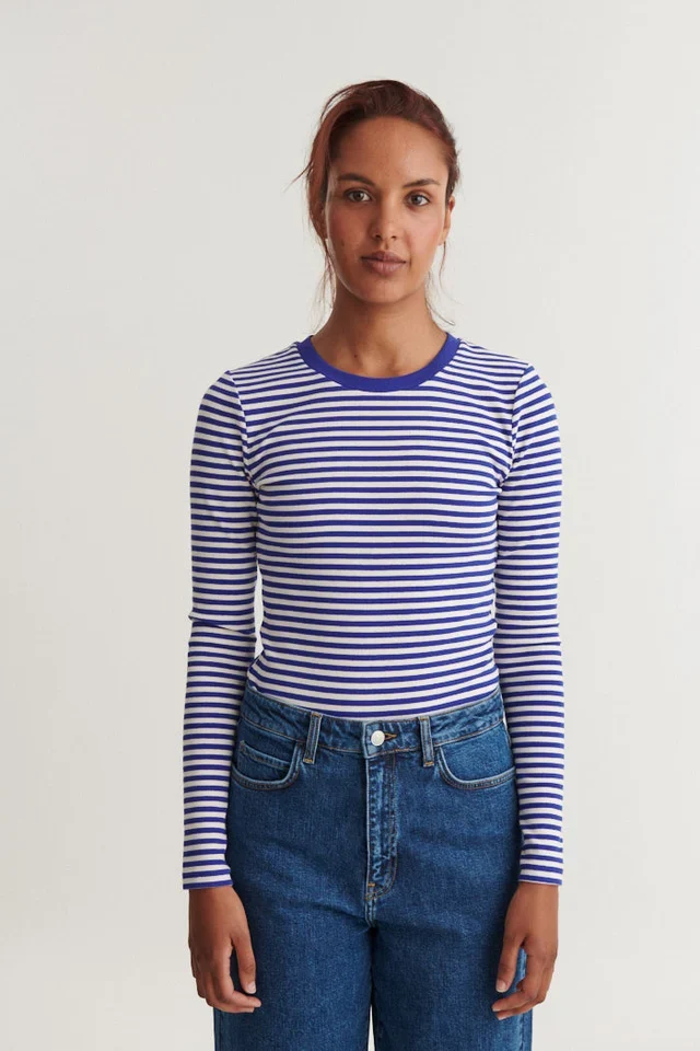BASIC APPAREL Ludmilla Ls Tee sodalite blue / whisper white