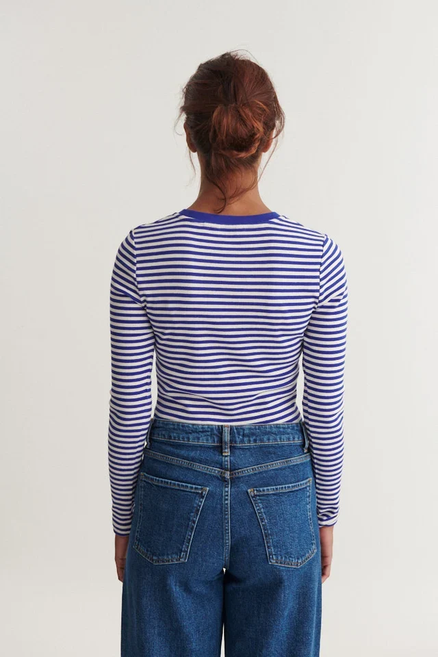 BASIC APPAREL Ludmilla Ls Tee sodalite blue / whisper white