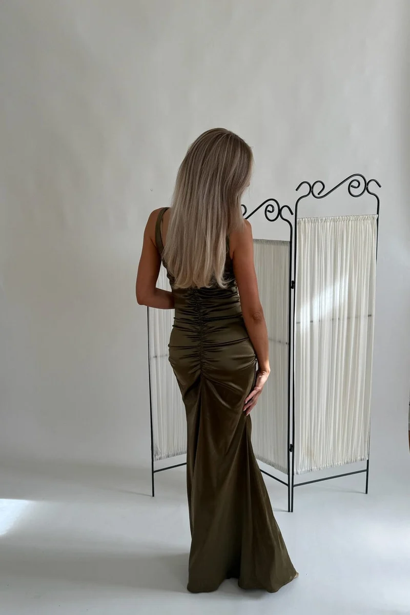 Byic - Beaic Maxi Dress A25426 - Olive Satin