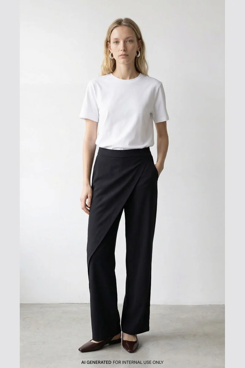 Vila - Bo Rw Cape Pants/Ln - 5185962 Black Beauty
