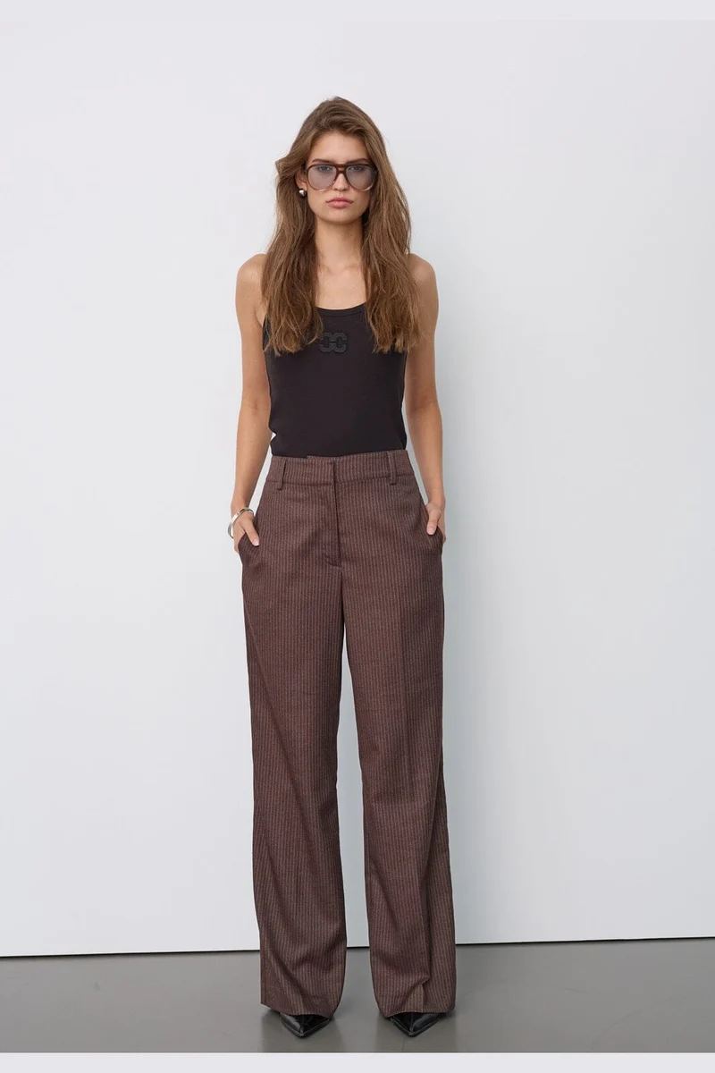 Co´Couture - Sinacc Pin Wide Pant 500493 - 20003 - Dark Brown