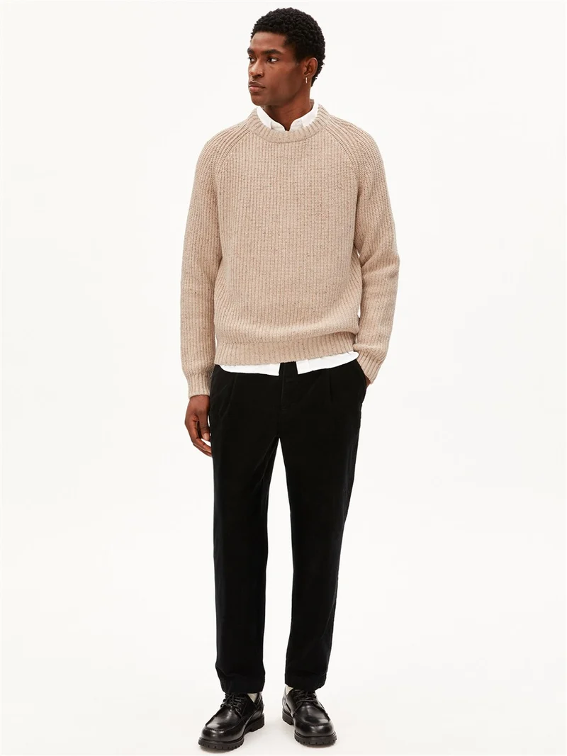 ARMEDANGELS Tweed Knit Troyer sandstone tweed