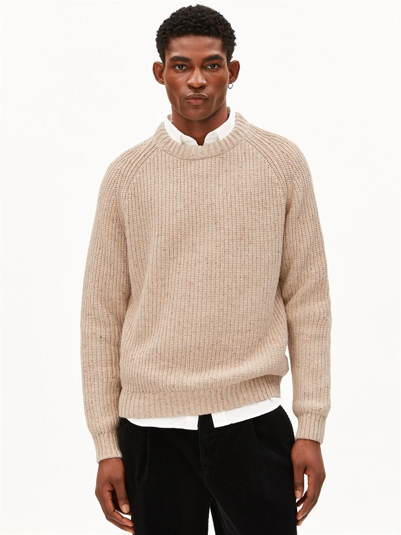 ARMEDANGELS Tweed Knit Troyer sandstone tweed
