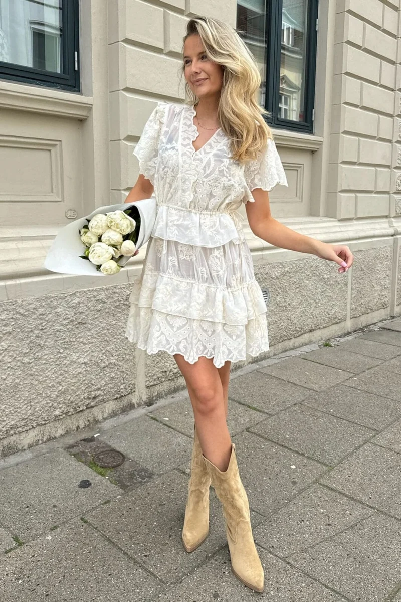 BYIC - Ellinoric Lace Layer Dress - vw Vintage White
