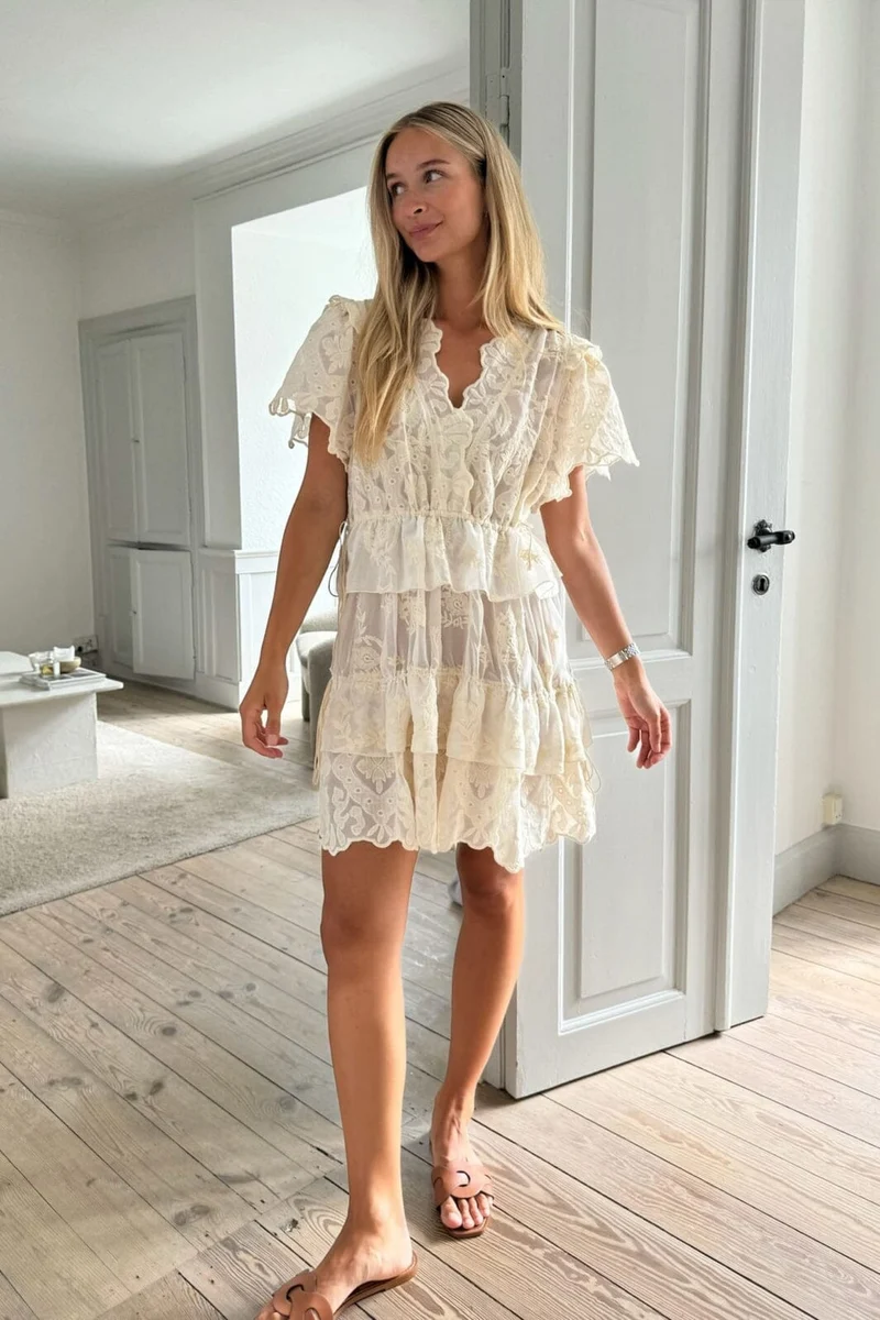 BYIC - Ellinoric Lace Layer Dress - vw Vintage White