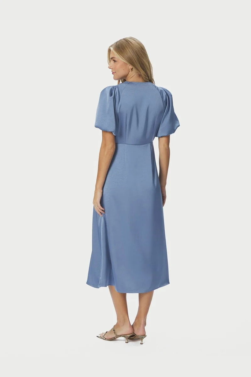 Neo Noir - Illana Heavy Sateen Dress 162521 - 407 - Smoke Blue