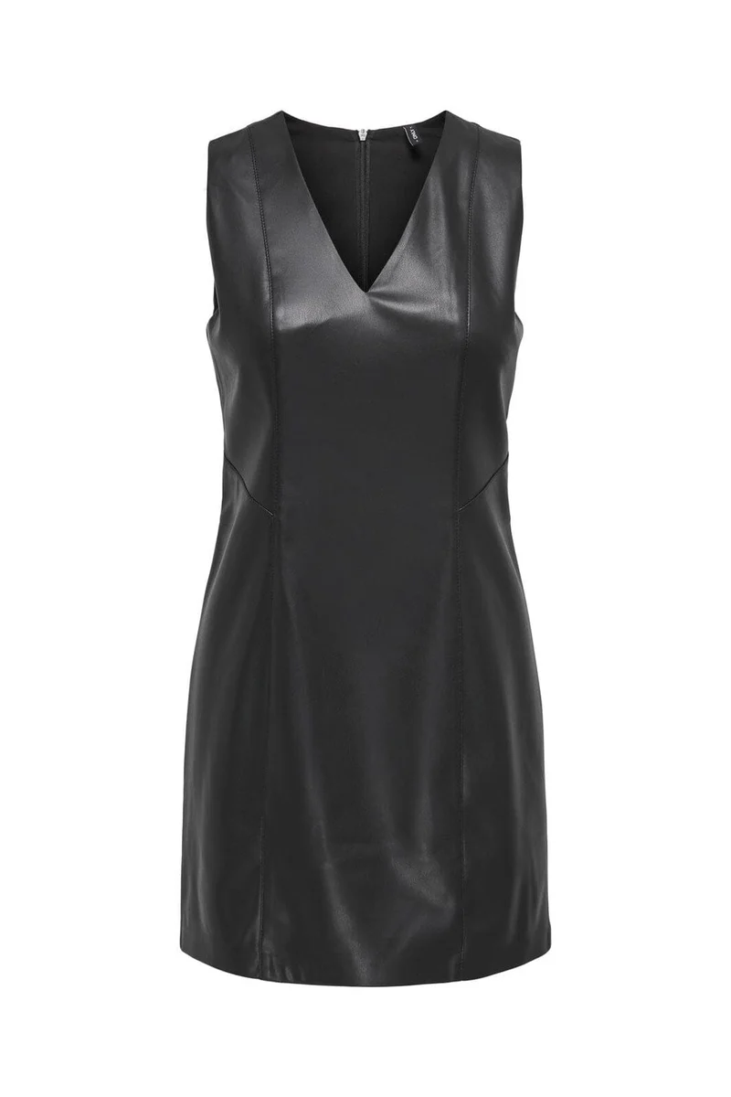 Only - Onlnelly Faux Leather Dress - 4880798 Black