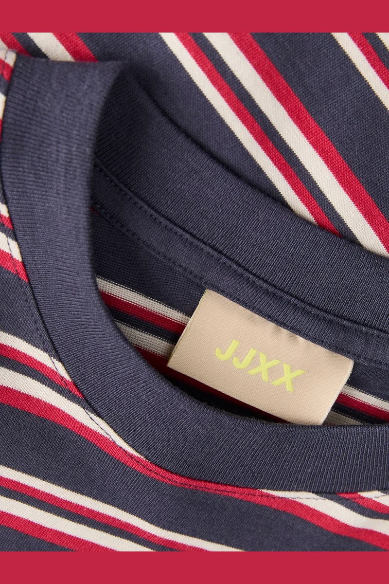Jjxx - Jxsophia Boxy Ls Stripe Tee Sn - 5144244 Night Sky Rythmic Red & Feather