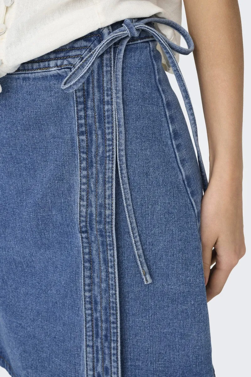 Only - Onlvilla Wrap Tie Skirt Gua - 4550180 Light Blue Denim
