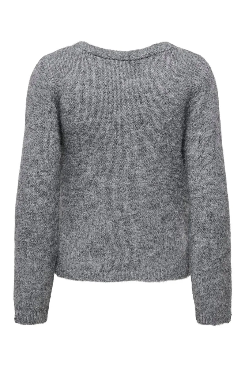 Only - Onlmaggie Ls Cross V-Neck Cc Knt - 5101026 Medium Grey Melange