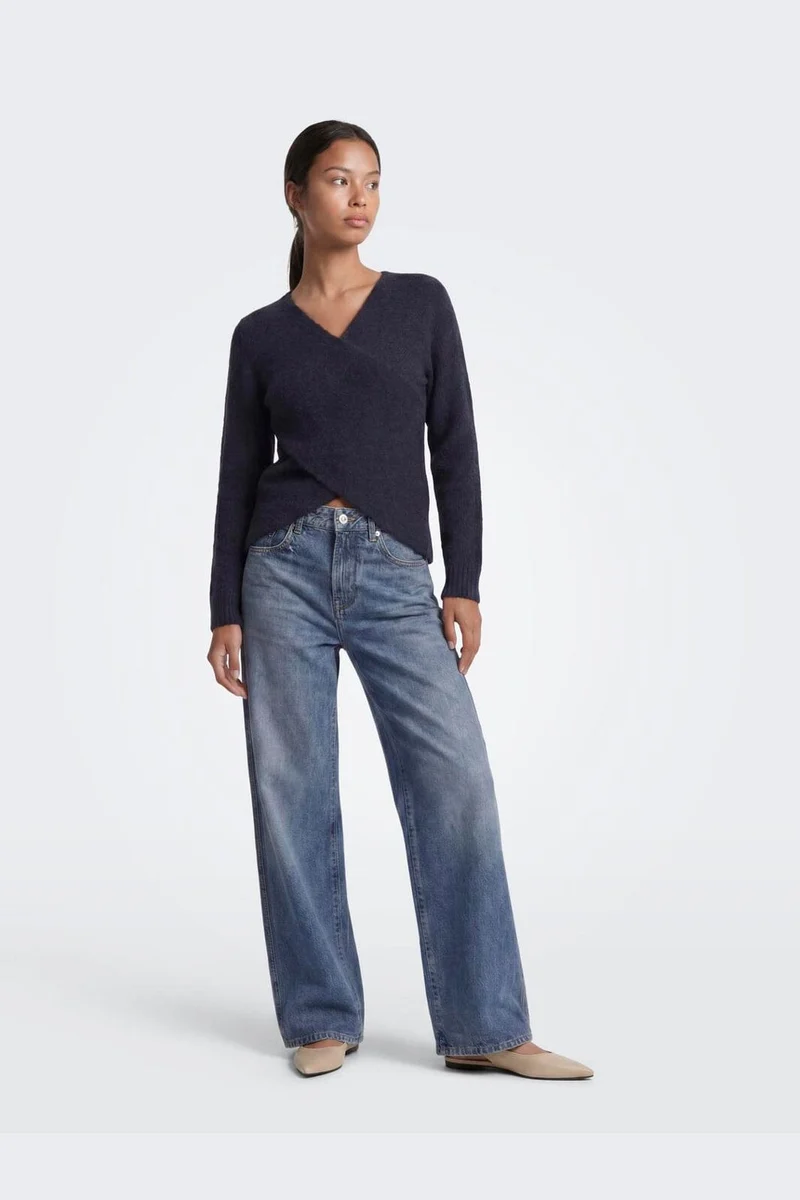 Only - Onlmaggie Ls Cross V-Neck Cc Knt - 5099642 Night Sky Melange