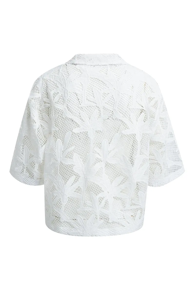 Cropped Embroidered Lace Jacket