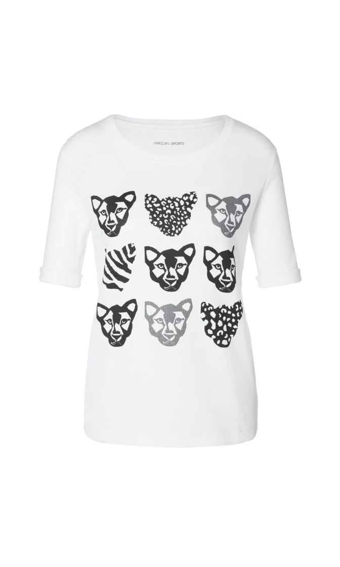 Baumwoll-Ripp-Shirt mit Animal-Motiv