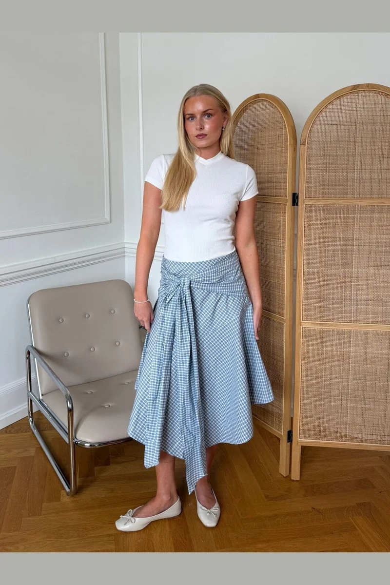 Byic - Siriic Midi Skirt A25477 - Blue Checks