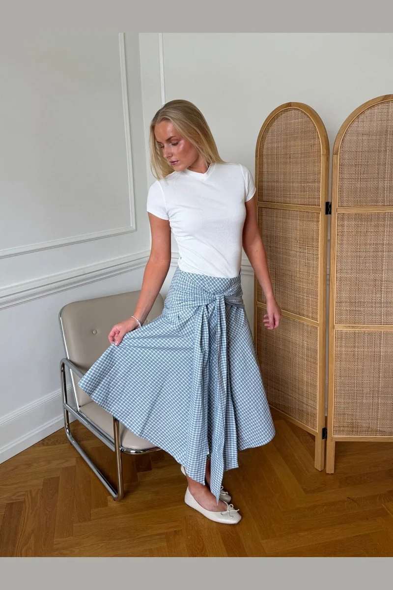 Byic - Siriic Midi Skirt A25477 - Blue Checks