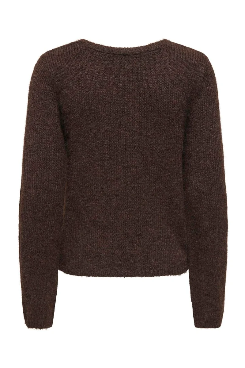 Only - Onlmaggie Ls Cross V-Neck Cc Knt - 5027929 Coffee Bean Melange