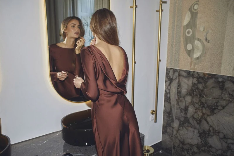 Co´Couture - Safiracc Waterfall Back Dress 36564 - 145 - Dark Brown