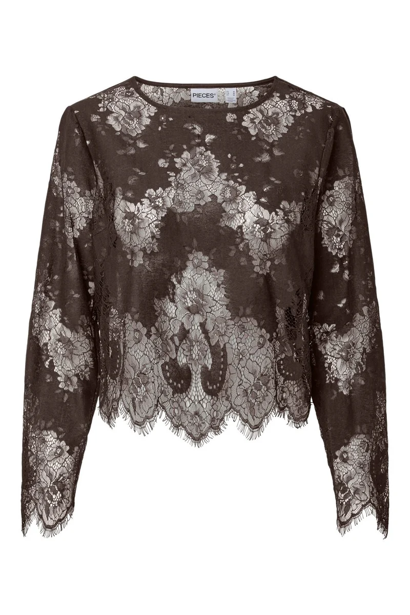 Pieces - Pcnorinne Ls Top - 5200464 Hot Fudge