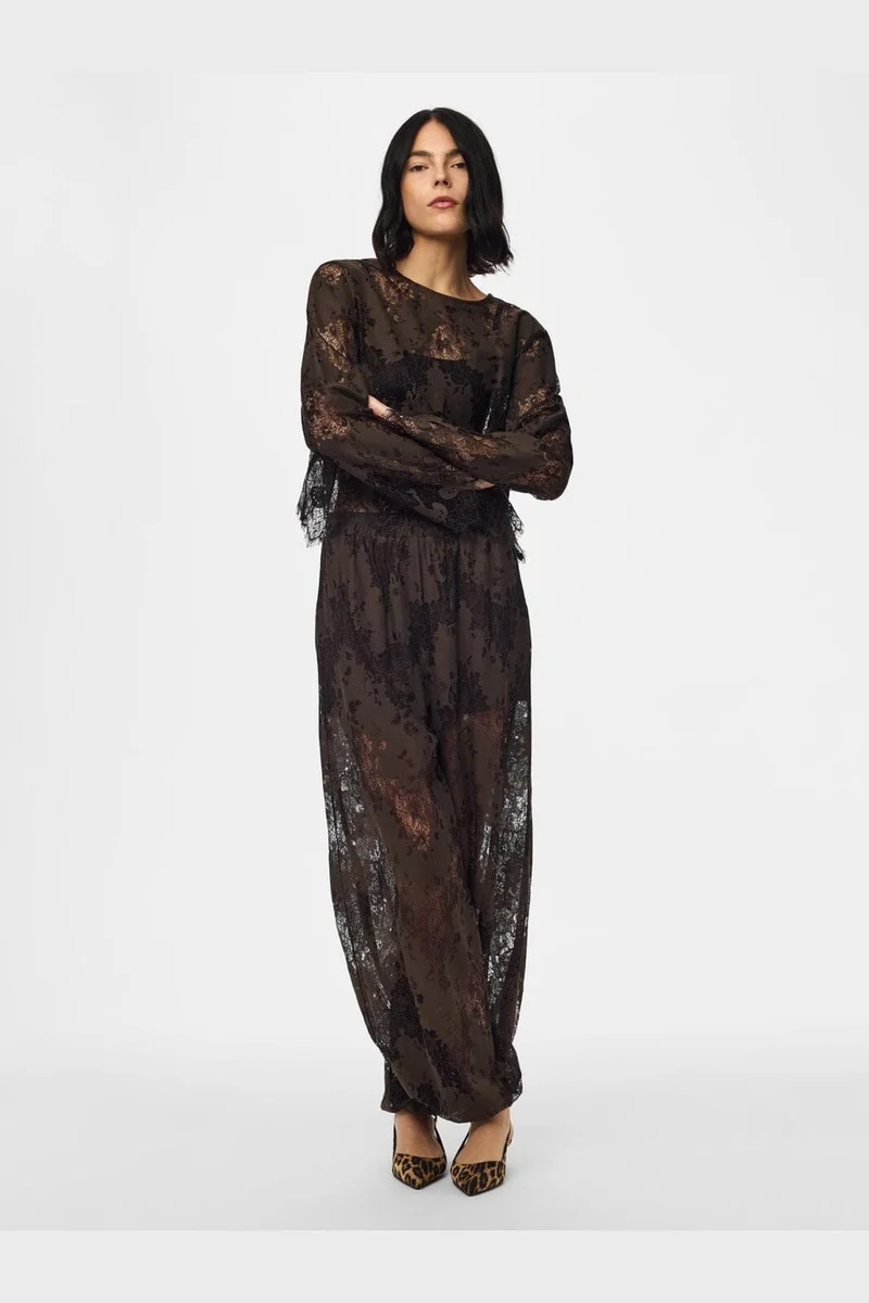 Pieces - Pcnorinne Ls Top - 5200464 Hot Fudge