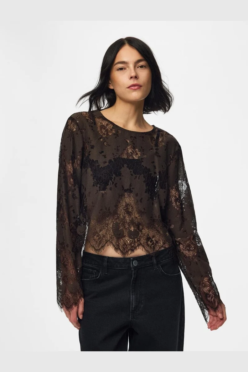 Pieces - Pcnorinne Ls Top - 5200464 Hot Fudge
