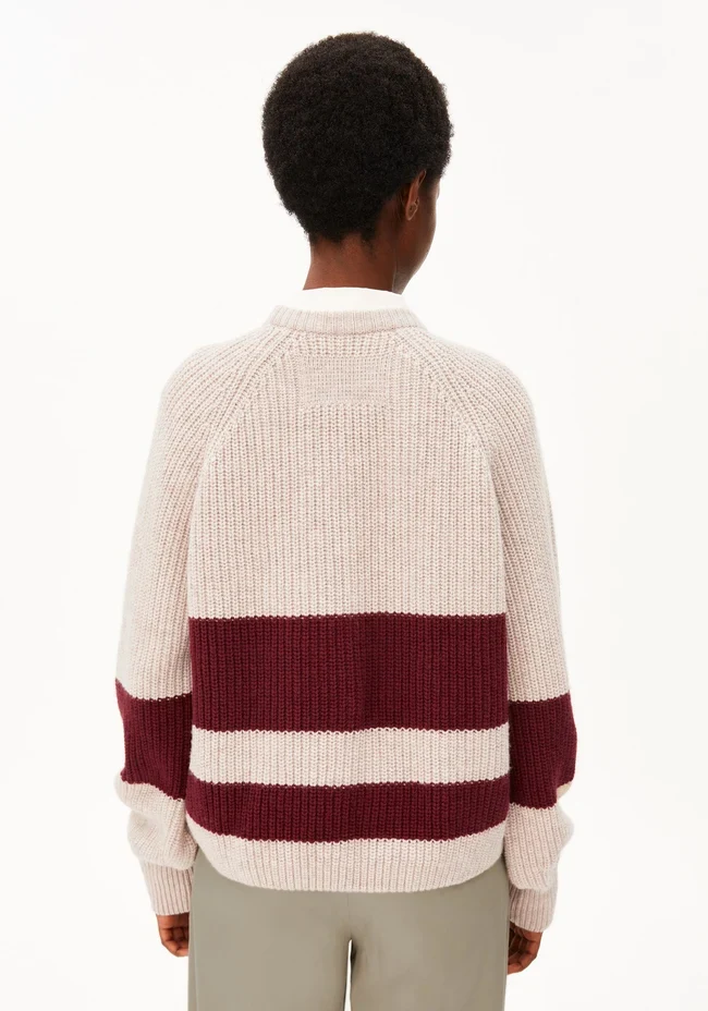 ARMEDANGELS Rib Striped Knit Sweater honey melange-velvet red