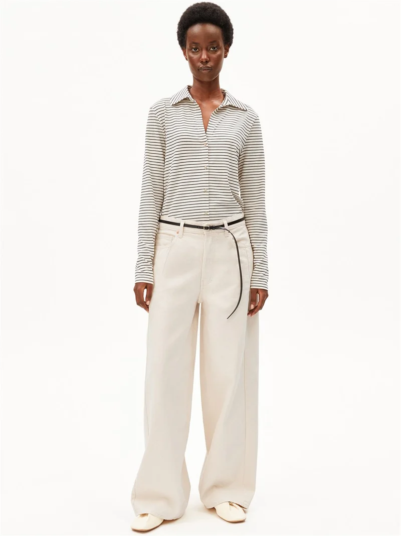 ARMEDANGELS Nalaannia Stripe Blouse oatmilk-black