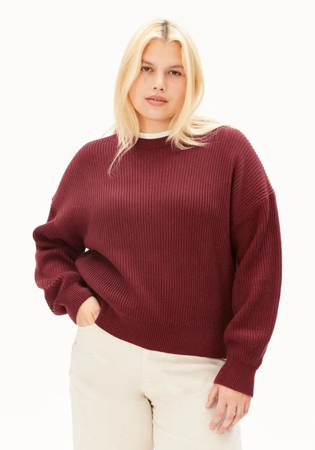 ARMEDANGELS Vanisé Rib Knit Sweater velvet red-light velvet red