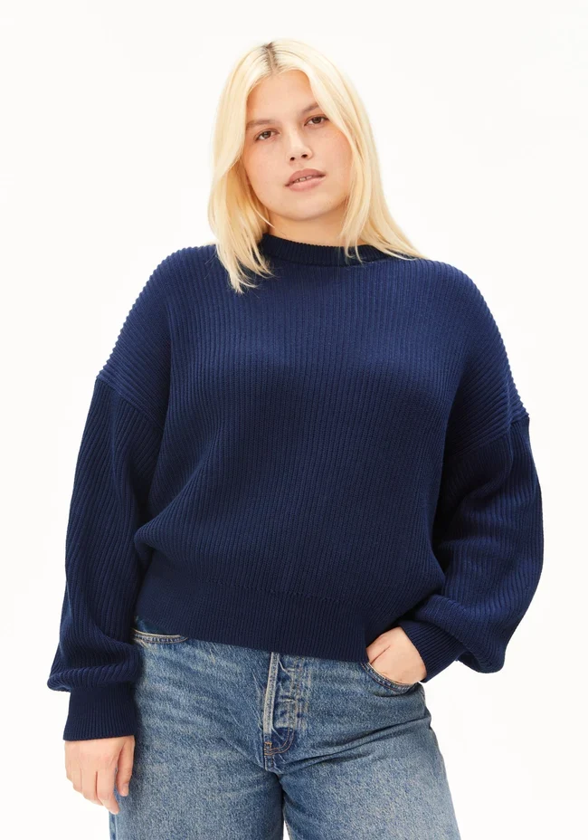 ARMEDANGELS Vanisé Rib Knit Sweater tinted navy-light tinted navy