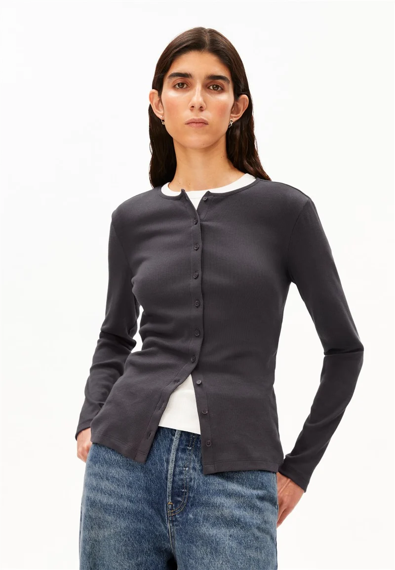 ARMEDANGELS Rib Button Longsleeve dark steel