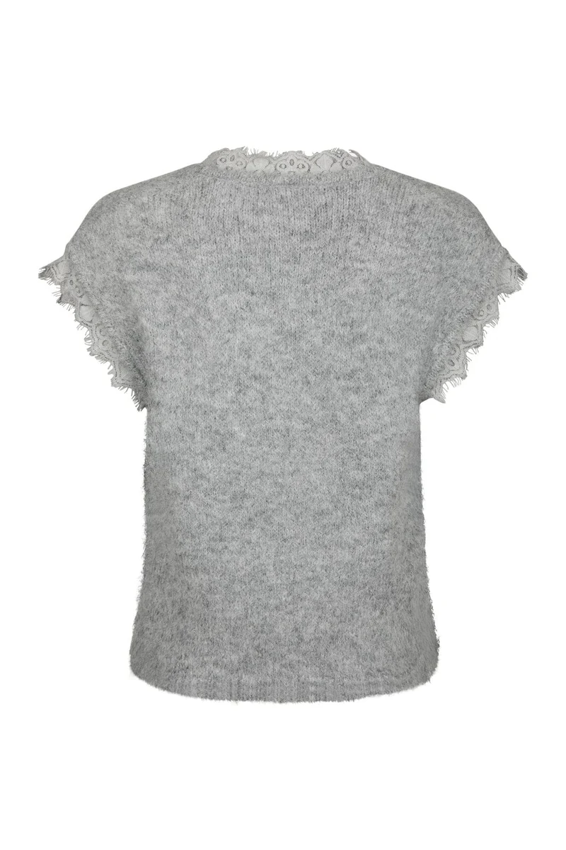 Neo Noir - Vivane Lace Knit Vest 170787 - 133 - Grey Melange