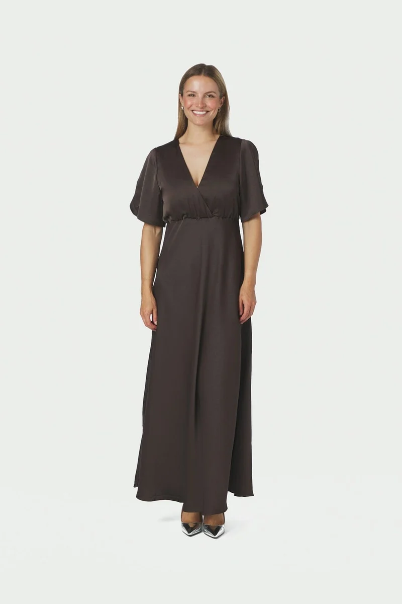 Neo Noir - Zelina Heavy Sateen Dress 170982 - 676 - Dark Brown