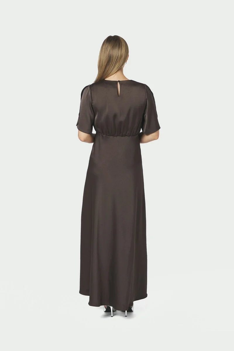Neo Noir - Zelina Heavy Sateen Dress 170982 - 676 - Dark Brown