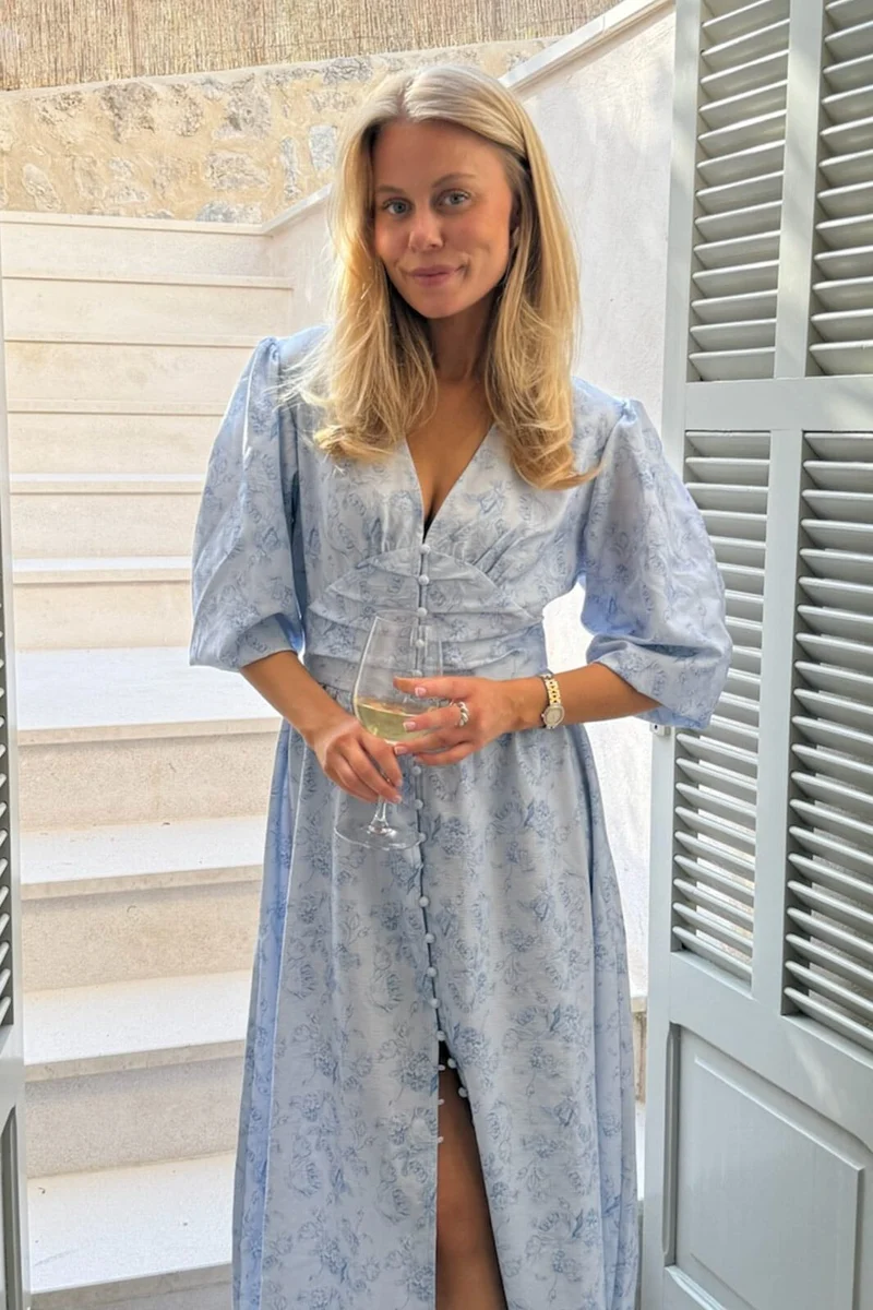 BYIC - Adelic Long Dress A2327 - Soft Blue Blossom