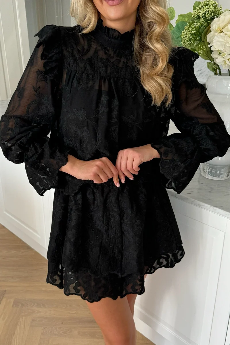BYIC - Ellinoric Lace Mini Skirt - vb Vintage Black