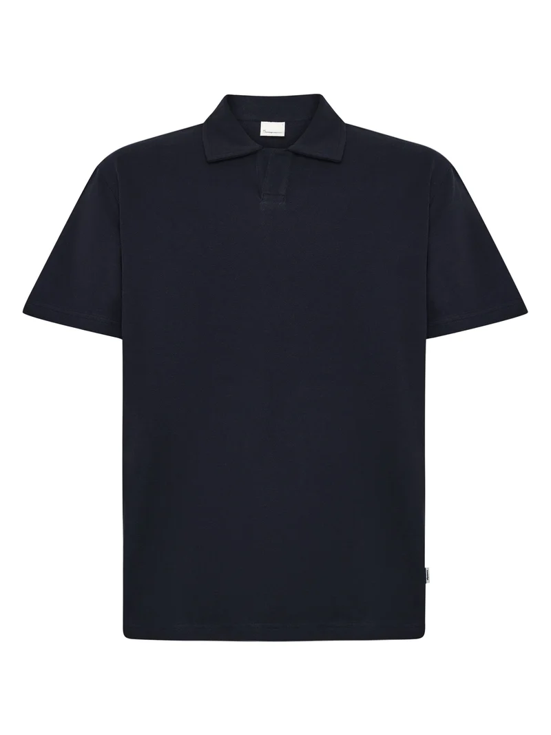 KNOWLEDGE COTTON APPAREL Loose Bouclé Polo night sky