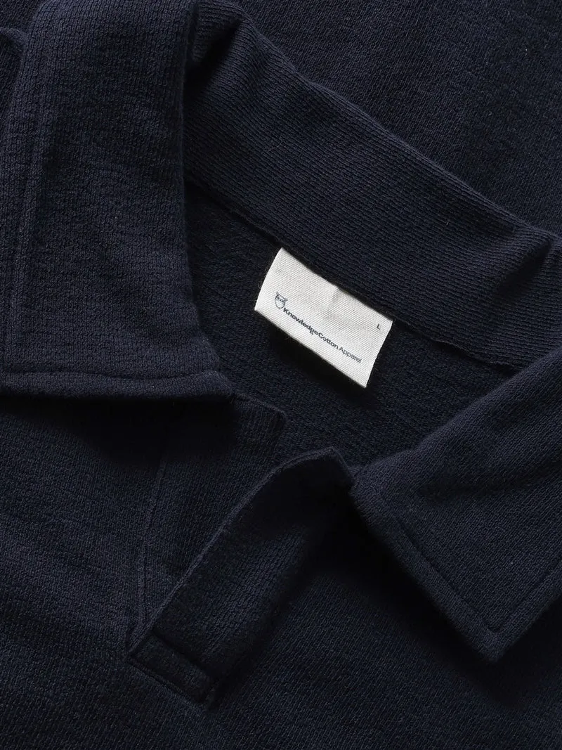 KNOWLEDGE COTTON APPAREL Loose Bouclé Polo night sky