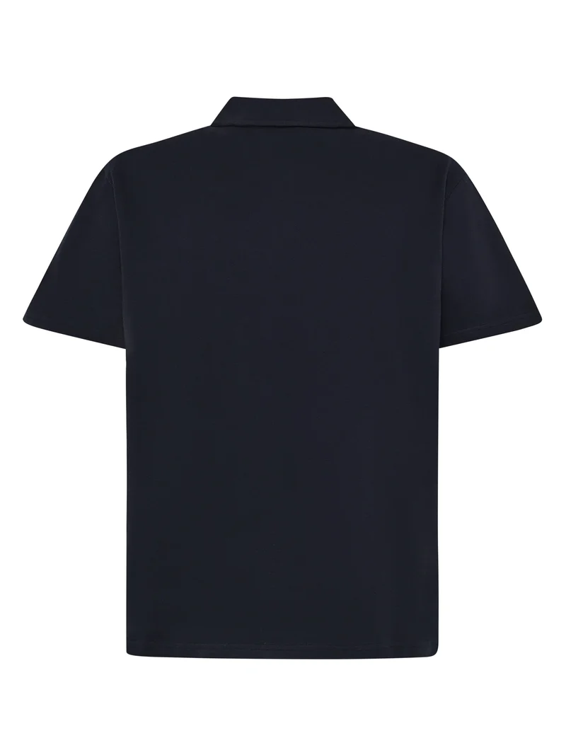 KNOWLEDGE COTTON APPAREL Loose Bouclé Polo night sky
